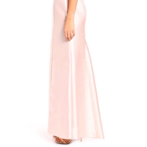 Alfred Sung Blush Halter Satin Trumpet Gown - Picture 4 of 11